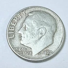 1962 D ROOSEVELT SILVER DIME - 90% SILVER - CIRCULATED COIN #5095