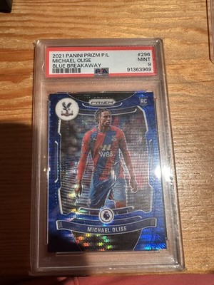 Michael Olise 2021-22 Panini Prizm Premier League /199 Blue Breakaway PSA 9 RC