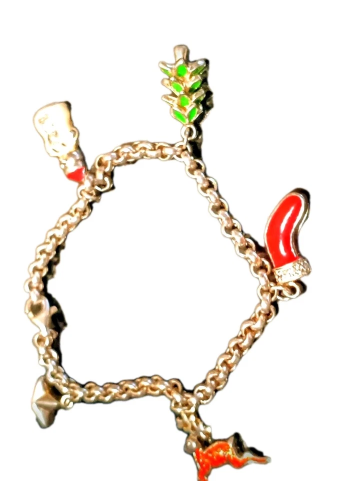 Vintage Silver 925 Christmas Bracelet With Rain deer Bells  Star Charms Size 7 - Image 4 of 4