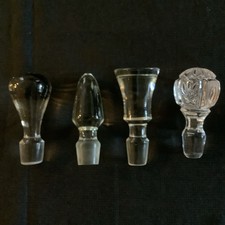 Lot Of 4 Vintage Clear Crystal Glass Decanter Bottle Stopper Heavy Large