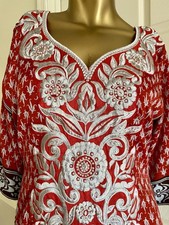 Vtg Embroidered Silk Anarkali Kurta Kurti Gown Indian Dress Chikankari Size 6/8