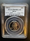 1998-S Washington Quarter 25C 90% Silver Proof PCGS PR69 DCAM