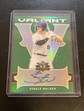 Steele Walker 2018 Leaf Valiant Green Auto card #BA-SW1, #d 57/99! Texas Rangers