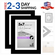 5x7 Picture Frame with Polished Plexiglass - Set of 2 - Use as 4x6 Frame with...