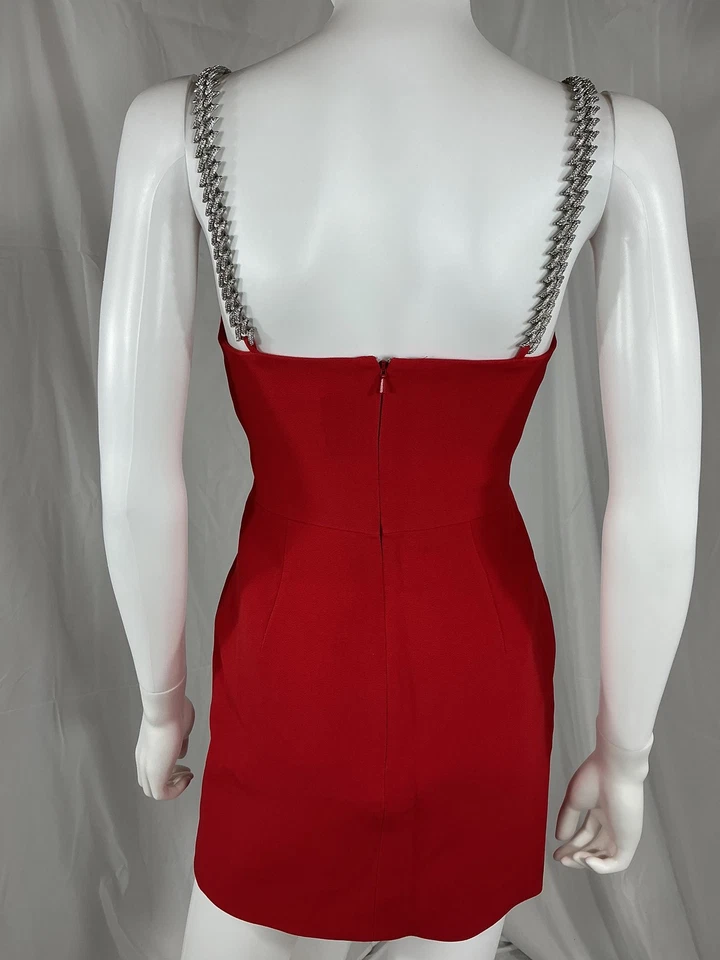 Mini Vestido David Koma Mujer Cristal Cadena Detallado Cady Sin Mangas Rojo 6 Foto 3 de 3