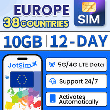 Europe SIM Card - 10GB High-Speed, 12 Day-Travel SIM