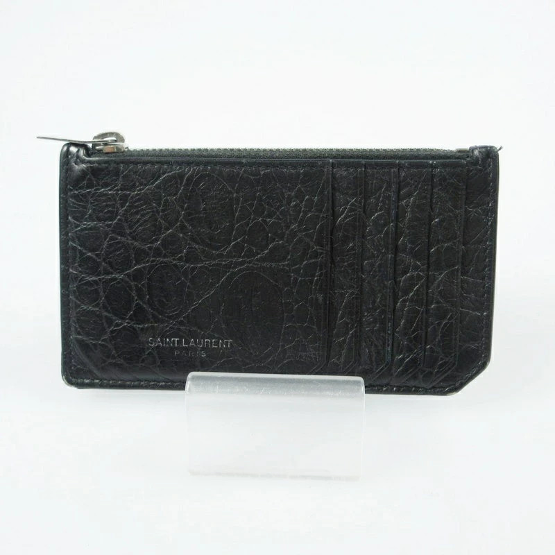 Portafoglio porta carte Yves Saint Laurent pelle nera 13x7 cm