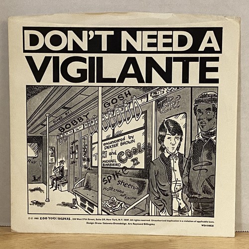 BOBBY GOSH DON'T NEED A VIGILANTE PROMO 1985 PICTURE SLEEVE 45 RECORD EX - Imagen 4 de 5