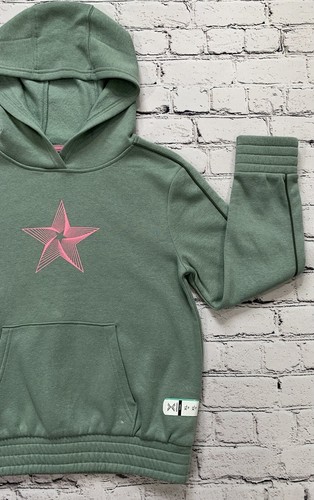 NWT Xersion Girls Size XL (16) Smoke Green Fleece Hoodie w Pink Star Graphic - Picture 5 of 19