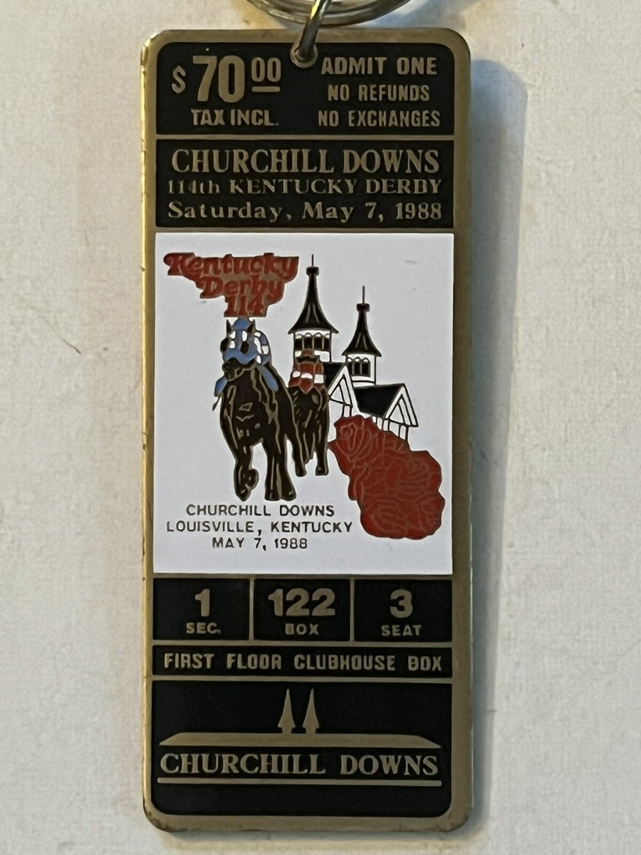 ■LOW CLASSIC■ Lc ID KEYRING LC257AC04SV Vintage C1987 Keyring Keychain Churchill Downs 14th Kentucky