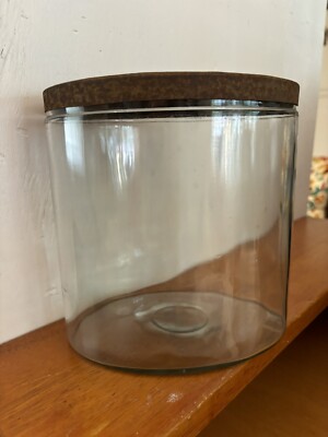 Oval Glass Jar w/ Lid Marked 7 Sterling Rusted 7 Tall 7  Wide 5  Deep Some Chips