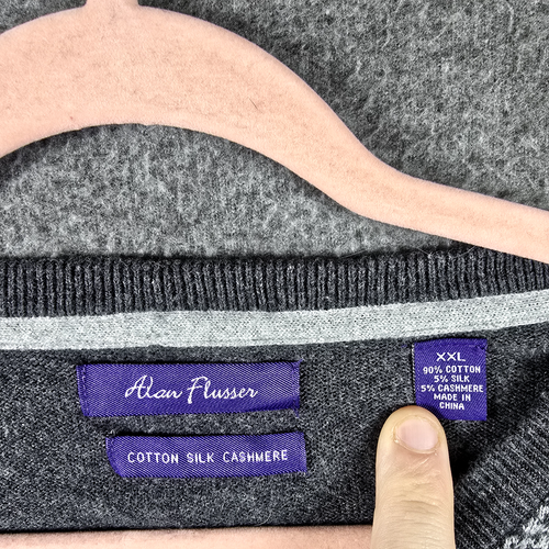 Suéter Pullover Alan River Hombre XXL Gris Gris Pata de Gallo Suave Cachemira Cuello en V - Imagen 3 de 10