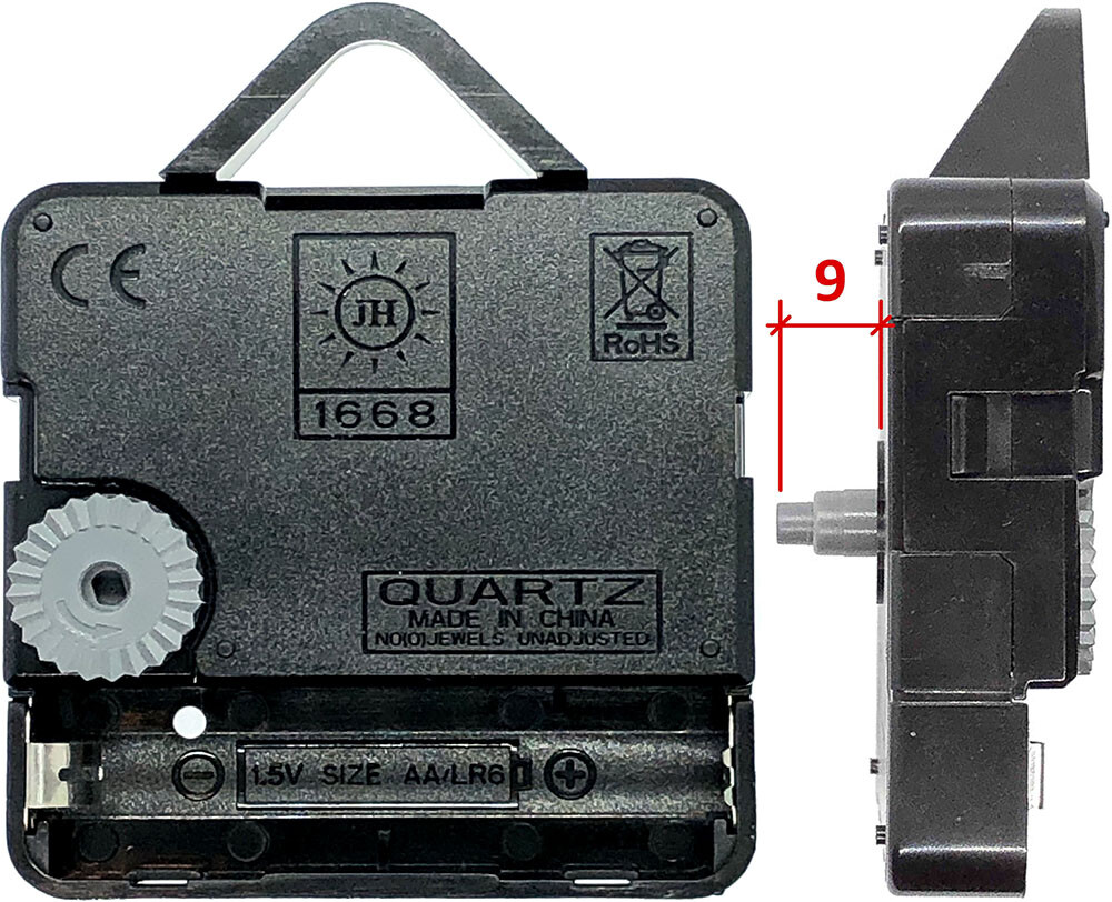 Quartz clock movement, Japanese shaft (Sangtai 6168, etc) inc hanger