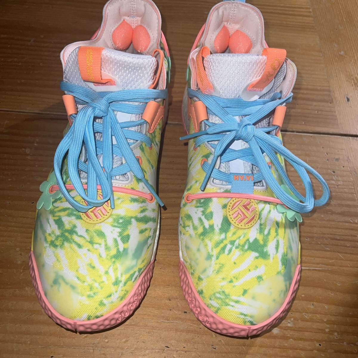 Adidas Harden Vol 6 Floral Tie Dye Sneakers, Size 9.5 HQ6096 