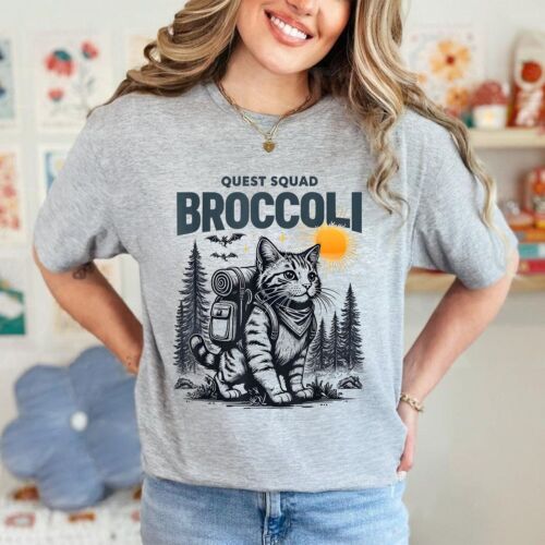 Quest Fantasy Squad Broccoli Funny Cat Lover For Men Women T-Shirt - Picture 9 of 23