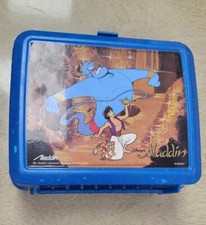 1992 Blue Plastic Disney Aladdin Lunch Box (No Thermos) Made in USA