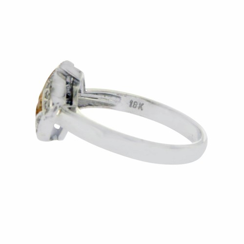 Ring 0,12 ct runde Diamanten & 1,02 gelber Saphir 18 K Weißgold Blume - Bild 5 von 5