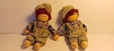 Vintage Handmade 4.5" Wooden Dolls Wearing Overalls