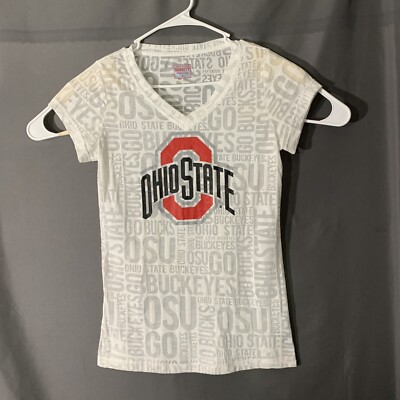 Ohio State Buckeyes Shirt Womens Med White Football Varsity Authentic Apparel