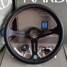 14 Inch 350mm Universal Leather Auto Racing Sport Steering Wheel Deep Corn Nardi