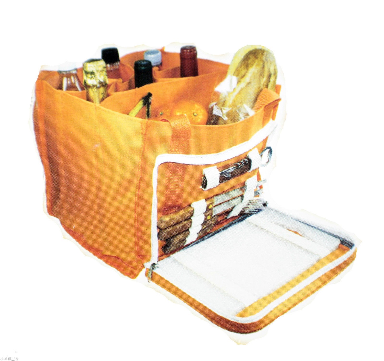 Picnic Set Orange Hamper Carry Bag with Various Accessories BBQ Garden NEW