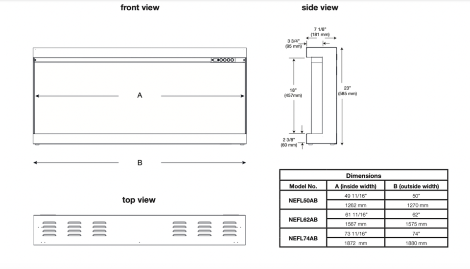 Napoleon Astound 50" Wall Mount Electric Single Sided Fireplace
