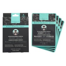 DANIELLE CREATIONS BLACK CHARCOAL SERIES DETOXIFYING BAMBOO 4 SHEET FACE MASKS