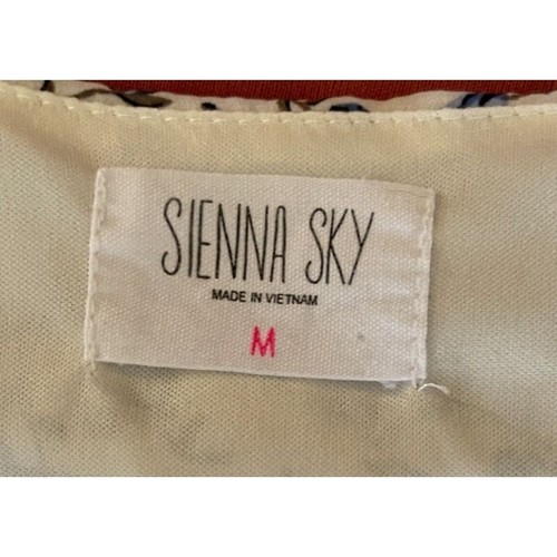 Sienna Sky Midi High Low Dress V-Neck White Blue Floral Size Medium - Picture 4 of 5