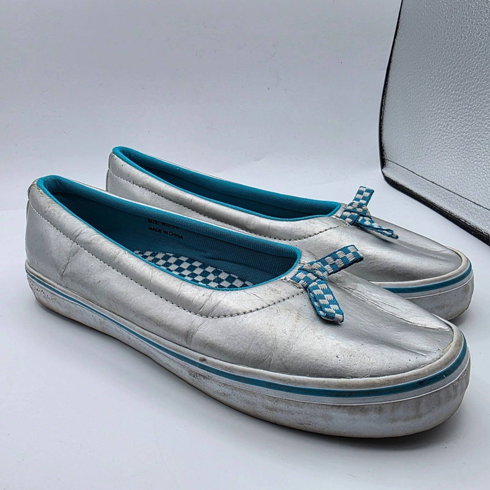 Scarpe basse Vans X David & Goliath donna taglia 10 argento passeggio casual