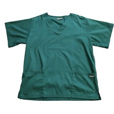 Butter soft medical scrub deep green V-neck pockets Women L cotton blend