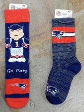 2 Pack NFL New England Patriots Socks Gift Dress Medium First String Flag Mascot