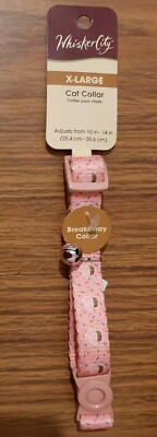 Whisker City Pink Cup Cake Cat collar X-LARGE, safety release