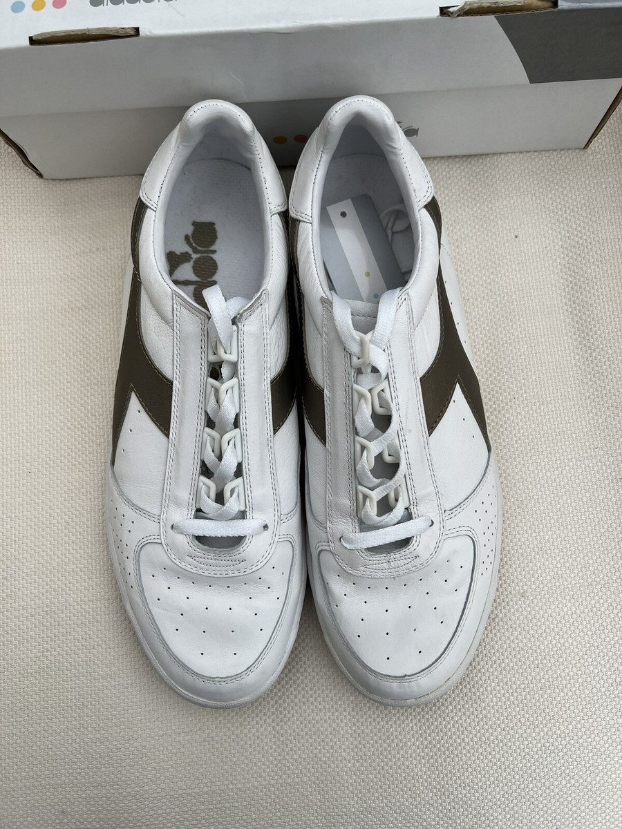 シューズ(男性用) diadora BORG ELITE Diadora Borg Elite Trainer Premium White/Gold- Casuals, 80s