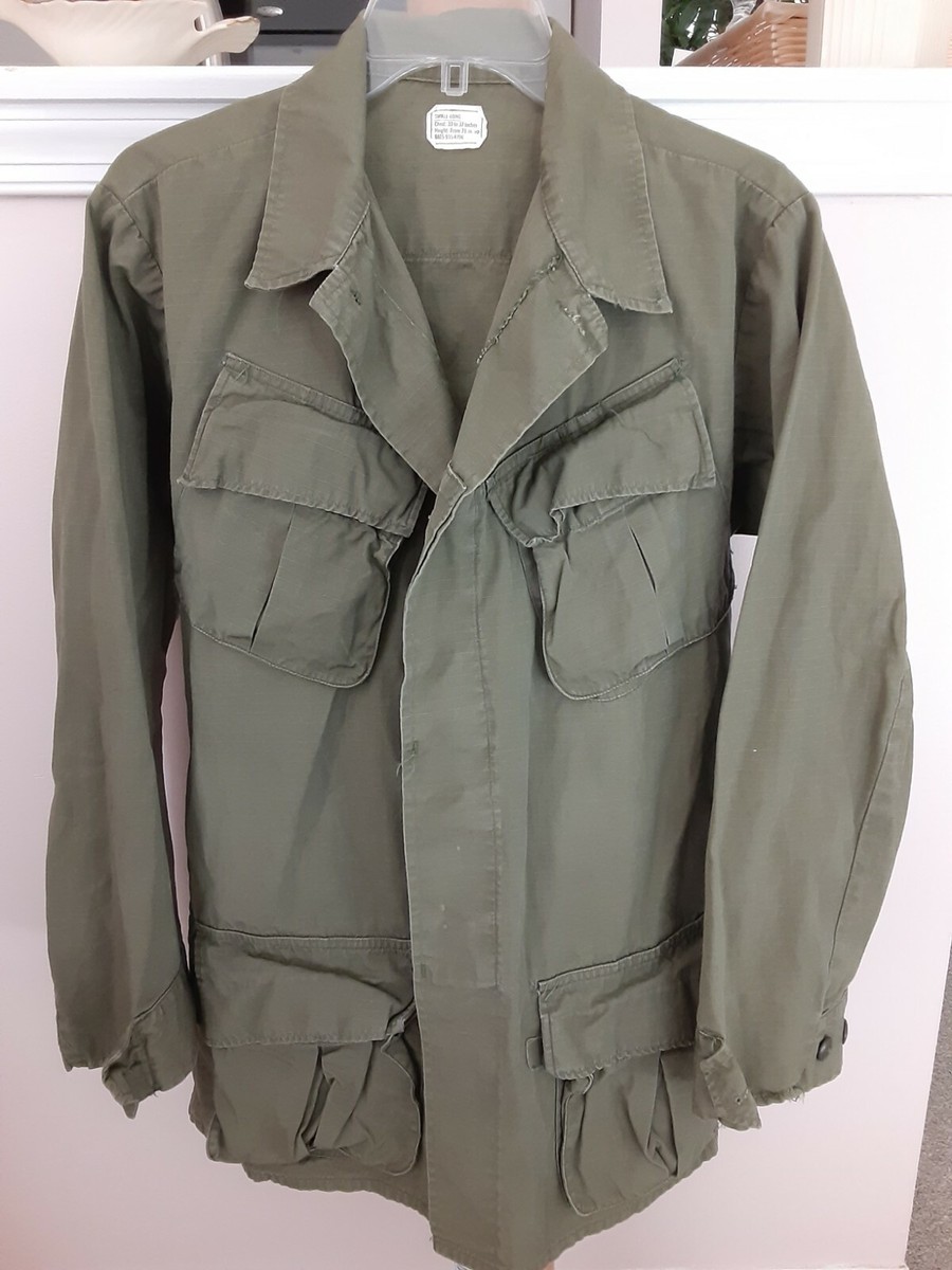 Original US OD Vietnam Ripstop Poplin Jungle Jacket 3rd Pat Small