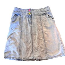 Vintage Christopher  Banks Denim Skirt A-Line Colorful Buttons Size 12