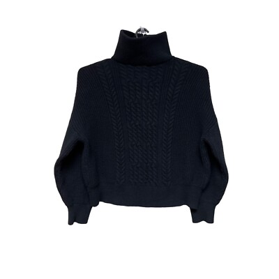 Nili Lotan X Target 1/4 Zip Cable Knit Black Sweater LLong