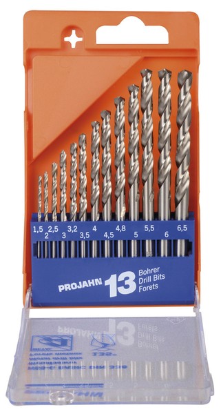 Projahn Spiralbohrer Set 13Tlg HSS-G Din 338 Typ 1,5-6,5 Mm 67018 Stahl Alu Holz-image