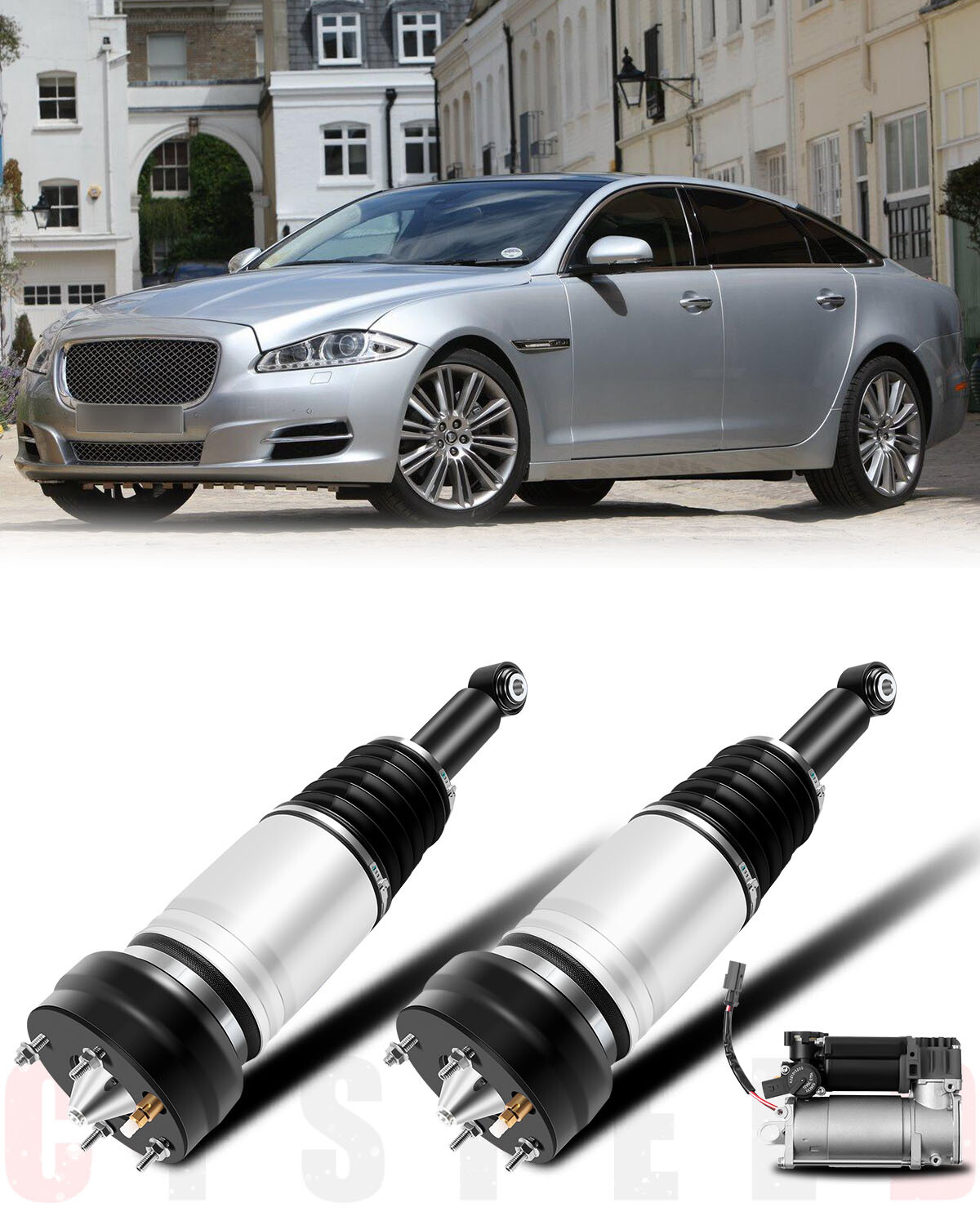 3* Rear Air Suspension Shock & Compressor For Jaguar Super V8 /Vanden Plas Base