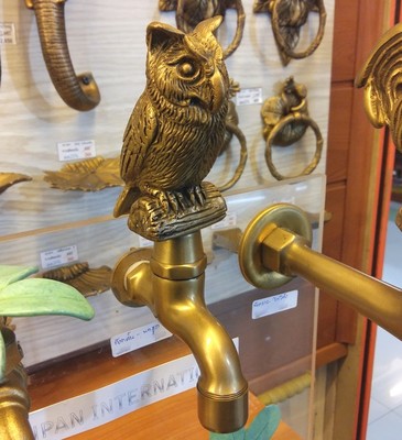 Spigots Brass Toilet Faucet Handle Vintage Owl Tap Water Sink Basin Wash Decor