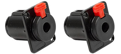 (2 PACK) PROCRAFT PC-TJ084A 1/4'' TRS D Type Panel Mount Locking Jack - BLACK