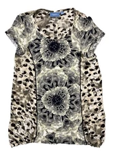 Simply Vera Vera Wang Women's Top Floral Leopard Short Sleeve Size Medium Blouse