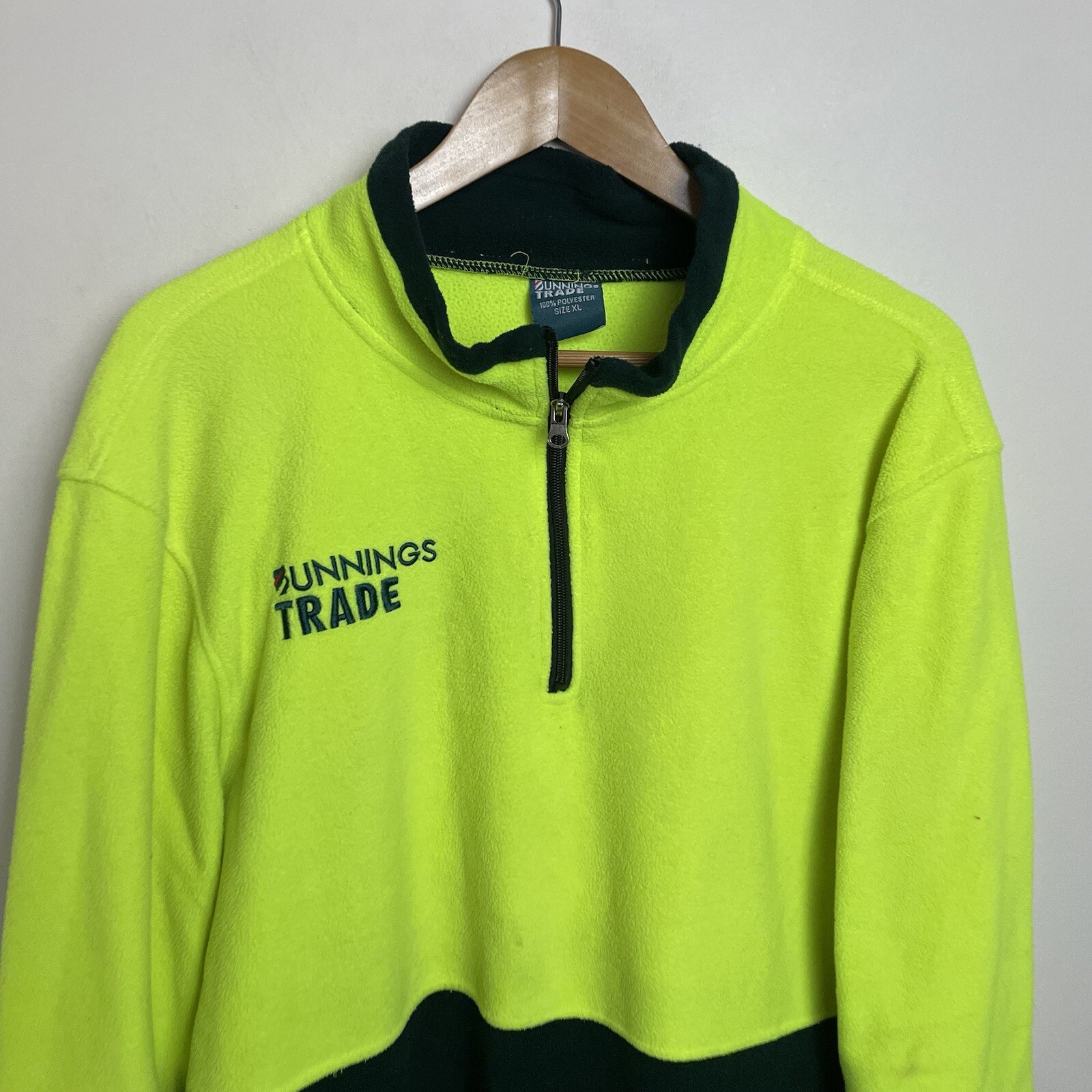 Bunnings Trade Fleece Jumper Mens XL Polyester Workwear Hi Vis Yellow