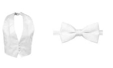 New Mens White Satin Low Cut Tuxedo Vest Tie Open Back 2XL Coat 50 52 54 56 58