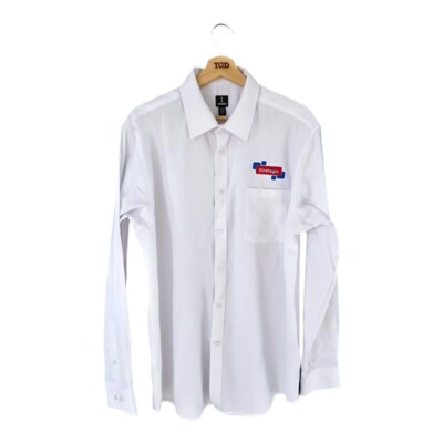 White Long Sleeved Shirt Mens Size Large Embroidered Collared