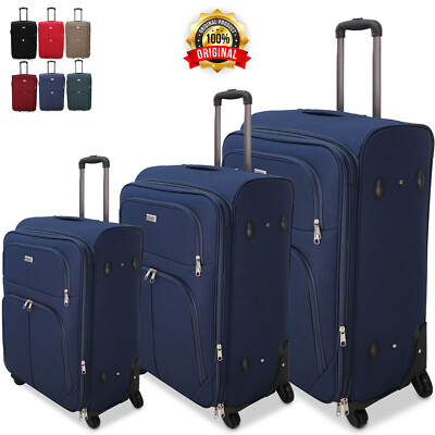 Valigia Set 3 Valigie Trolley ESPANDIBILE IN POLIESTERE CON 2 o 4 Ruote ORMI  | eBay