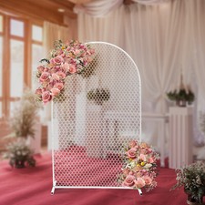 White Metal Wedding Arch Backdrop Background Mesh Wall Circle Balloon Arch Sale