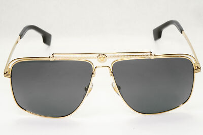 Versace Sunglasses Gold Black Medusa Square Meander MOD 2242 1002