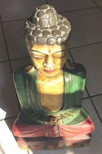 Statua  di Budda in legno dipinto a mano Altezza 50 Cm