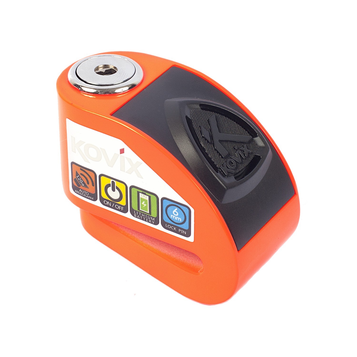 Kovix KD6 Alarmed Motorcycle 6mm Brake Disc Lock - Fluo Orange