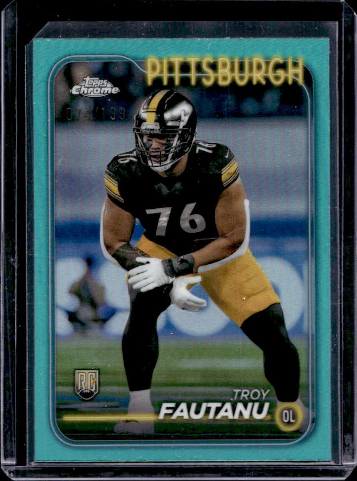 Troy Fautanu Topps Chrome #295 Aqua Refractor